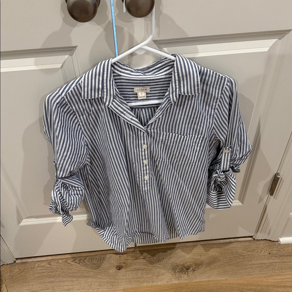 J. Crew Tops - J. Crew Navy and White Striped Shirt
